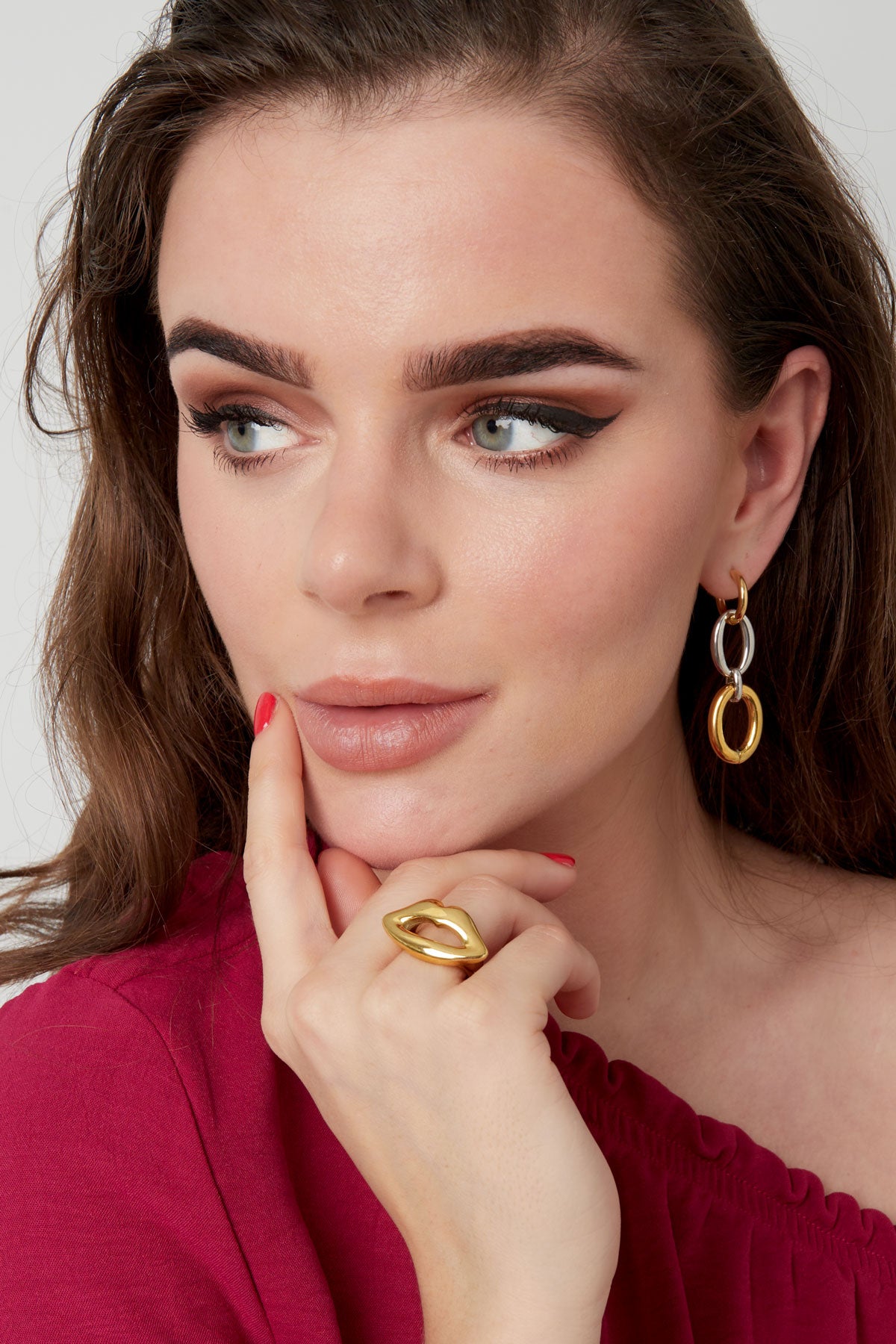 kiss me ring, lip ring, lippen ring rvs, rvs ring