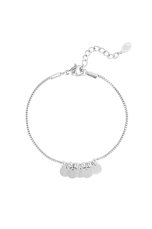 Hanging coins armband - zilver