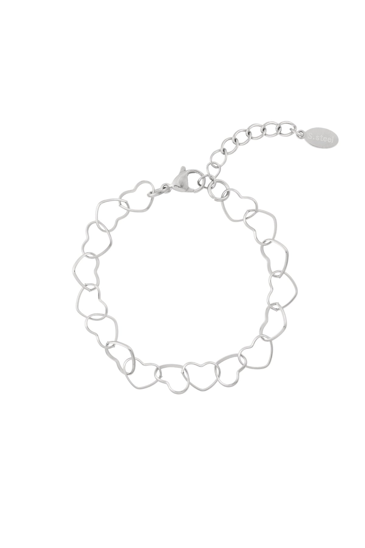 Heart chain armband - zilver