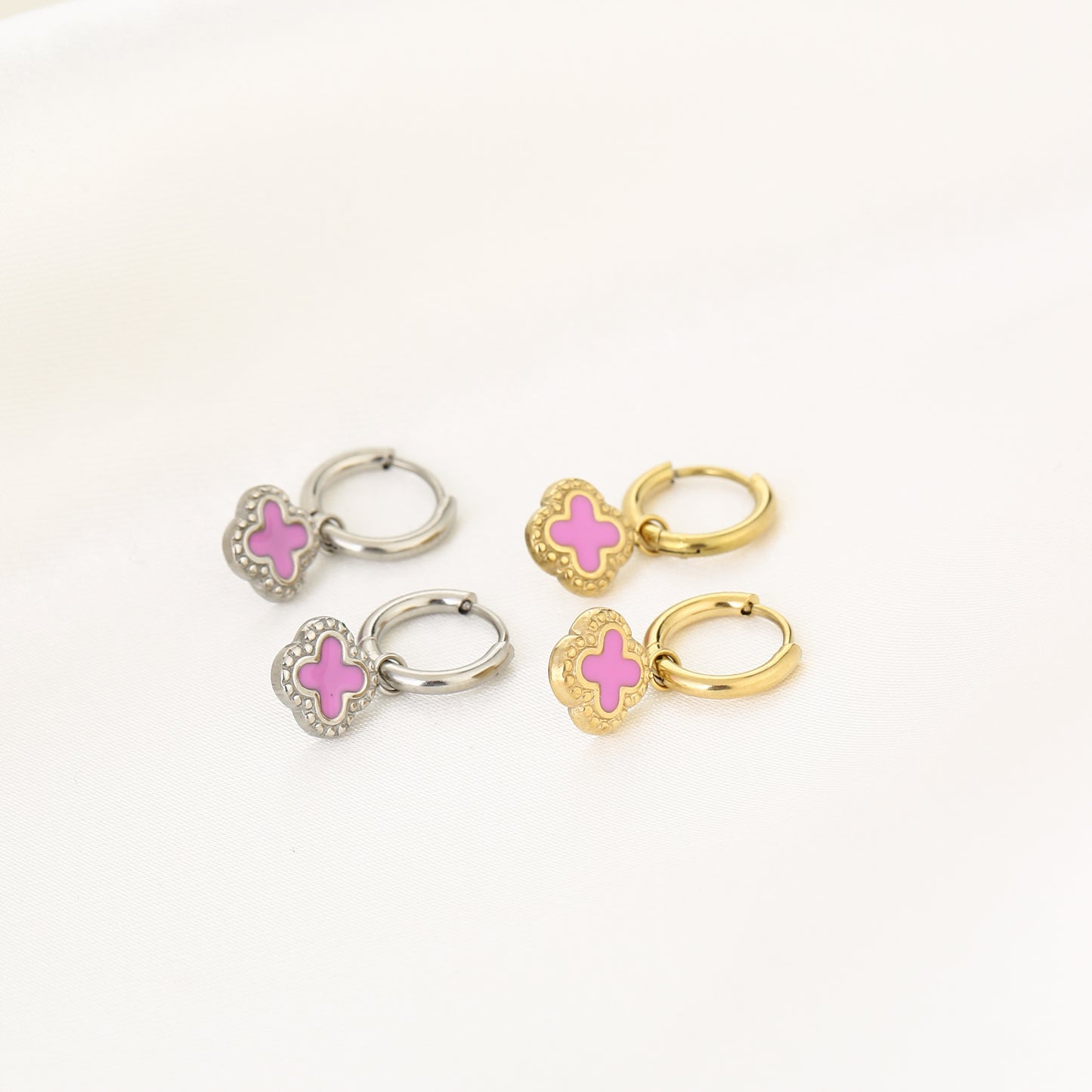 Pink clover - oorbellen