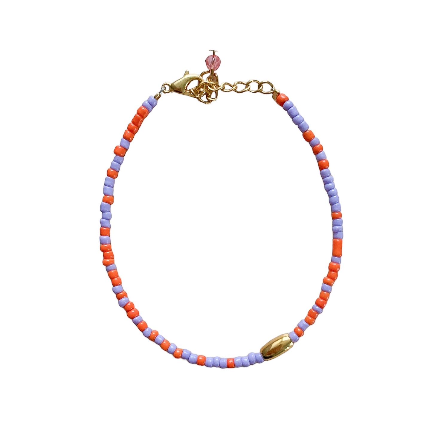 kralen armbandje oranje en lila paars