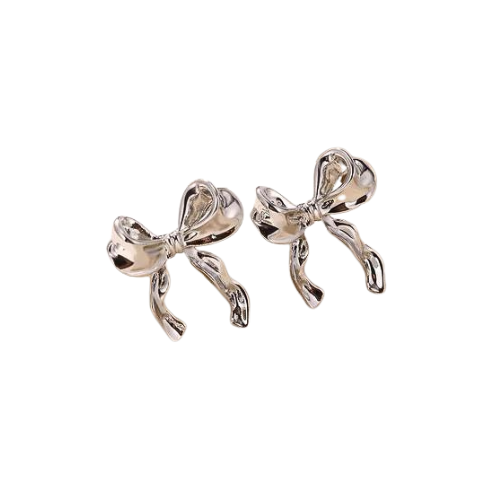 Bow tie oorbellen - zilver
