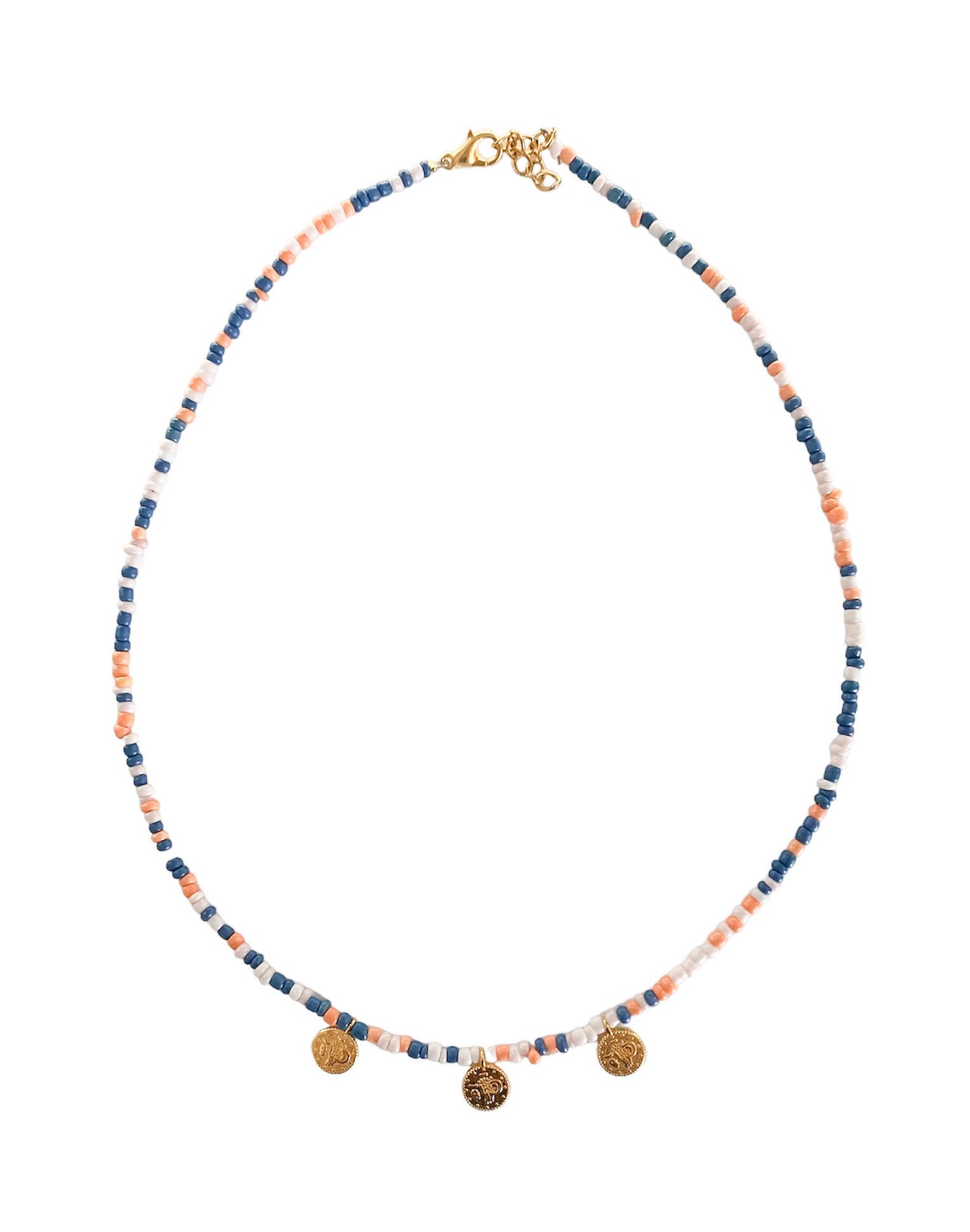 kralen ketting met muntjes, roestvrijstalen ketting kralen