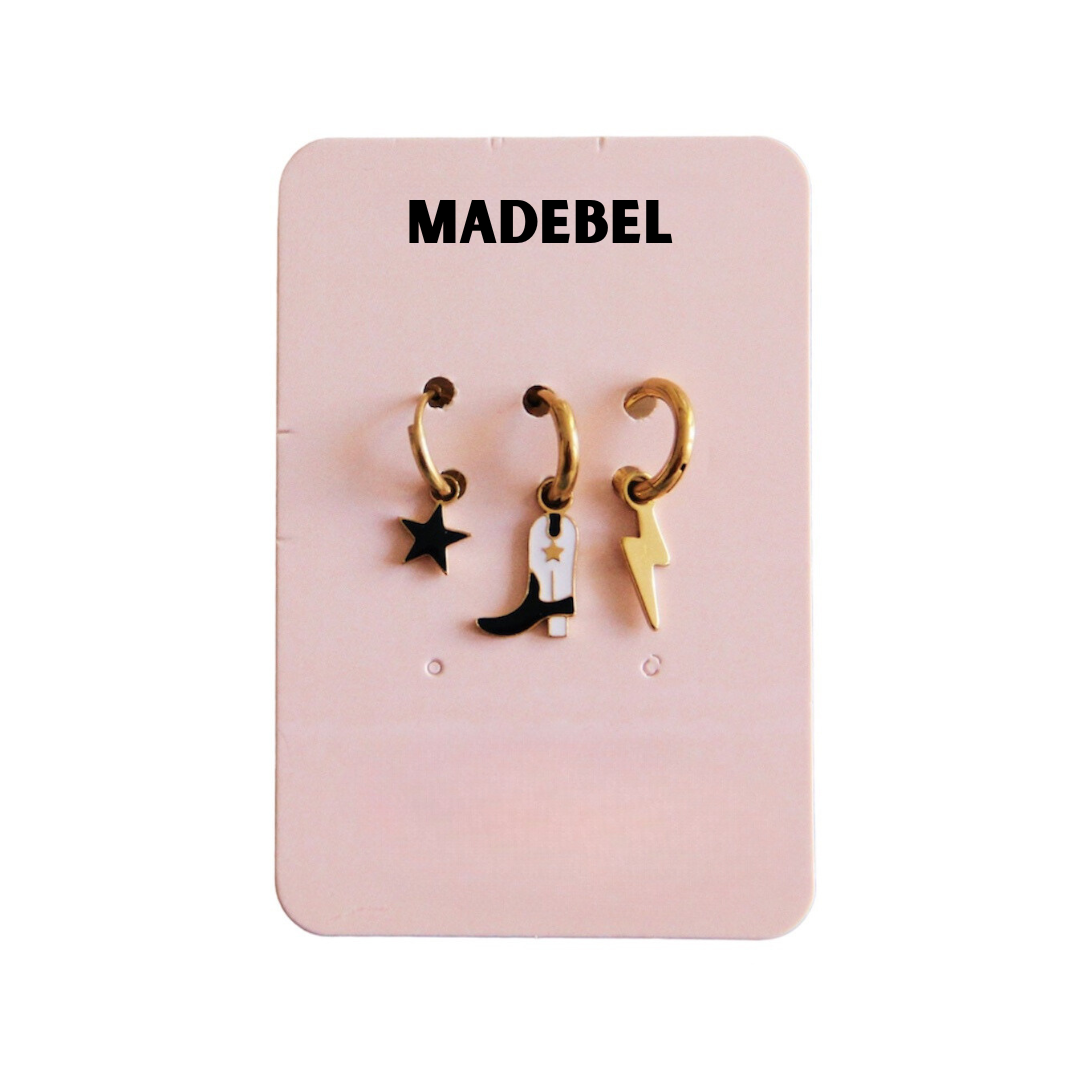 Zwarte YeeHaw earcandy set oorbellen - goud