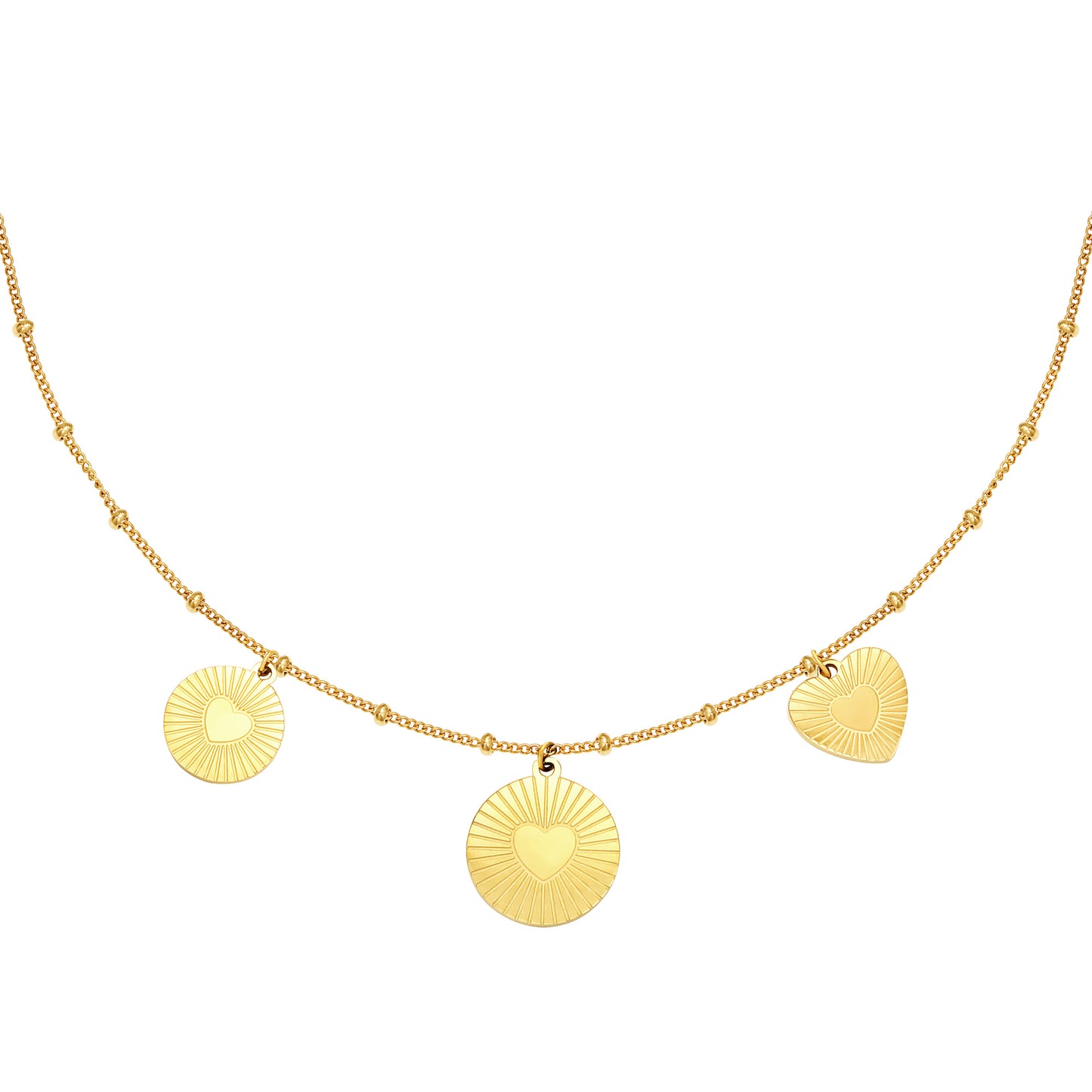 ketting met hart bedels, rvs ketting
