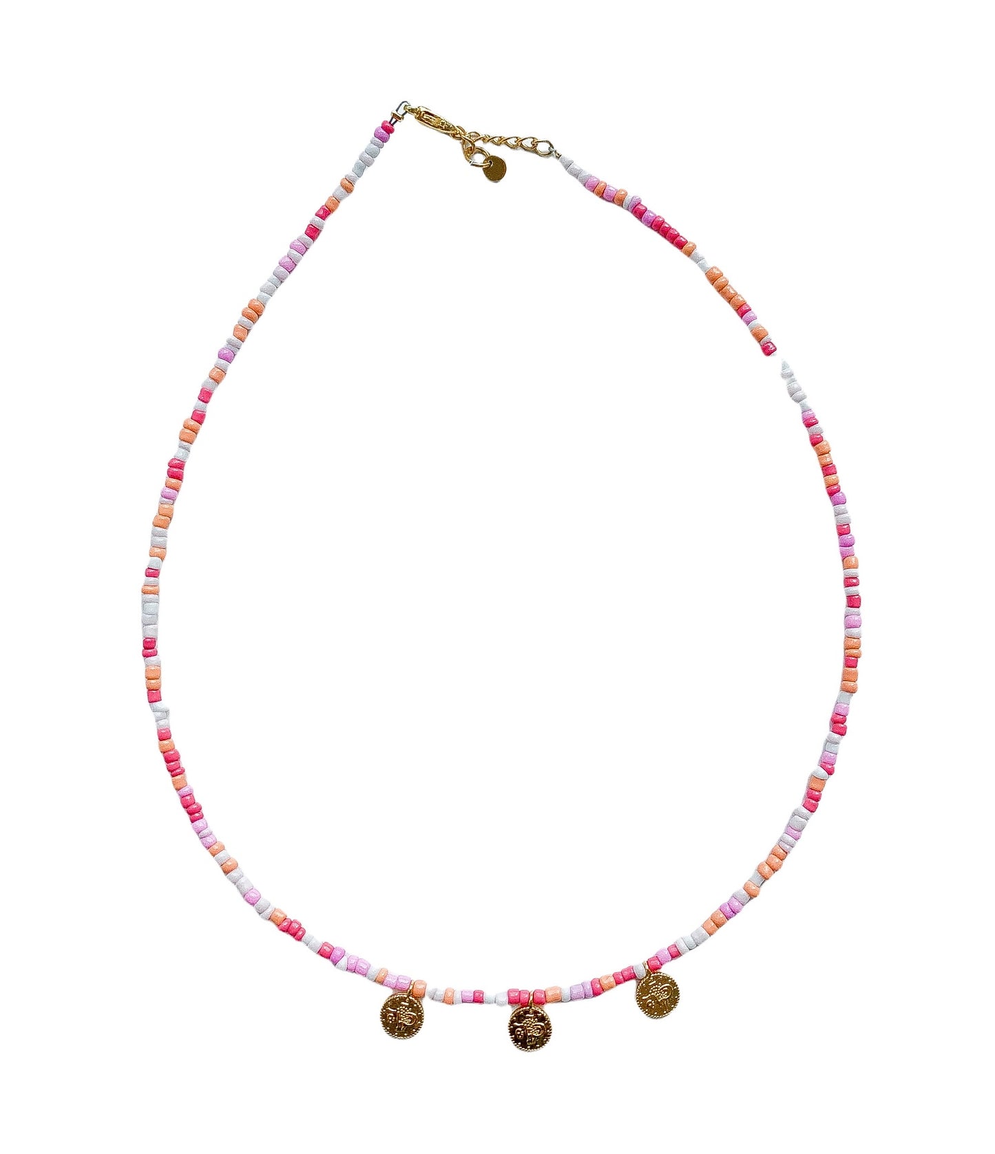 ketting met muntjes rood/roze