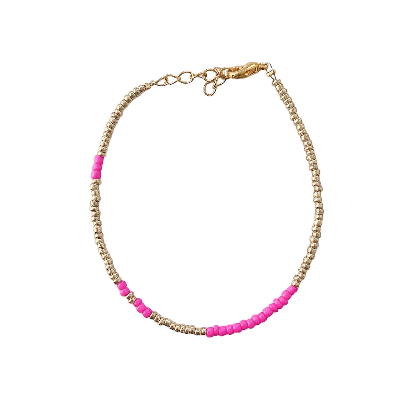 kralen armbandje met roze en goud