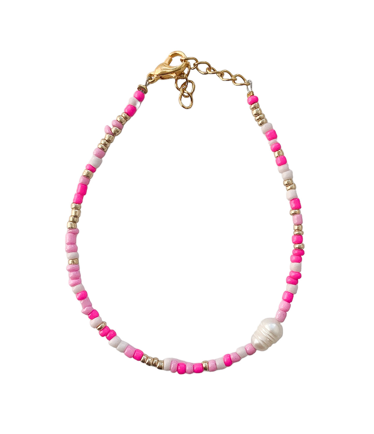 kralen armbandje roze met parel