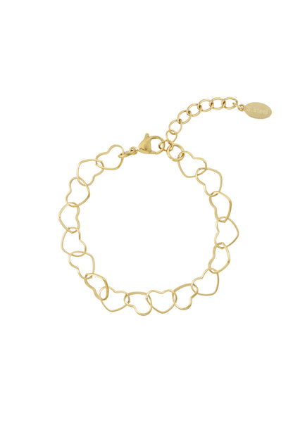 Heart chain armband - goud