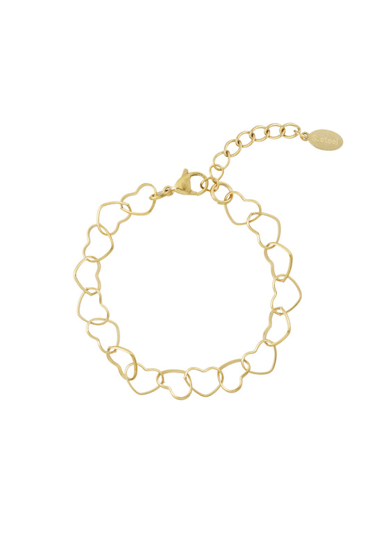 Heart chain armband - goud