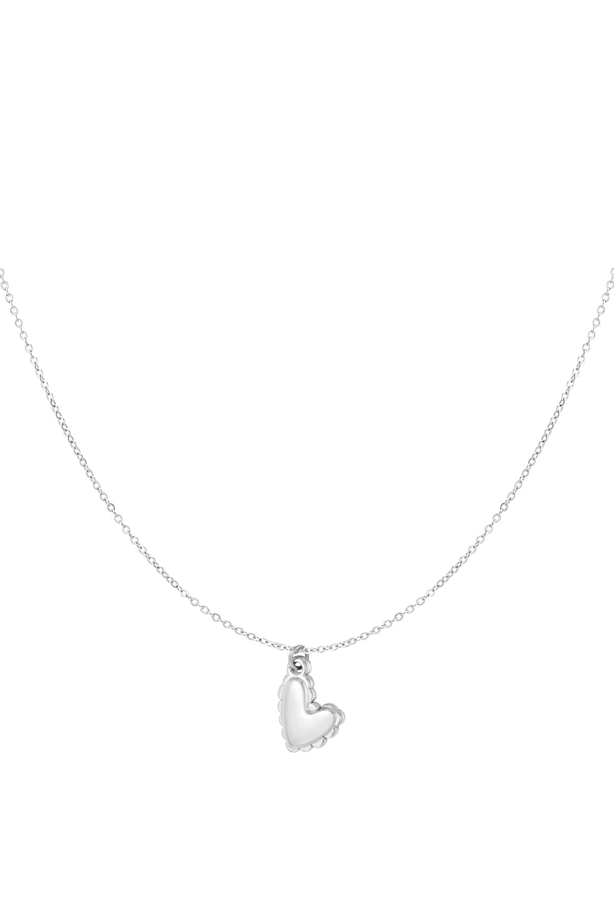 Heart charm ketting - zilver