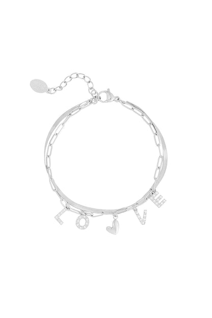 Falling in love armband - zilver