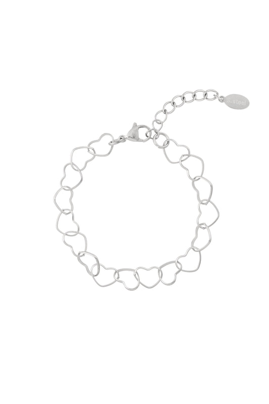Heart chain armband - zilver