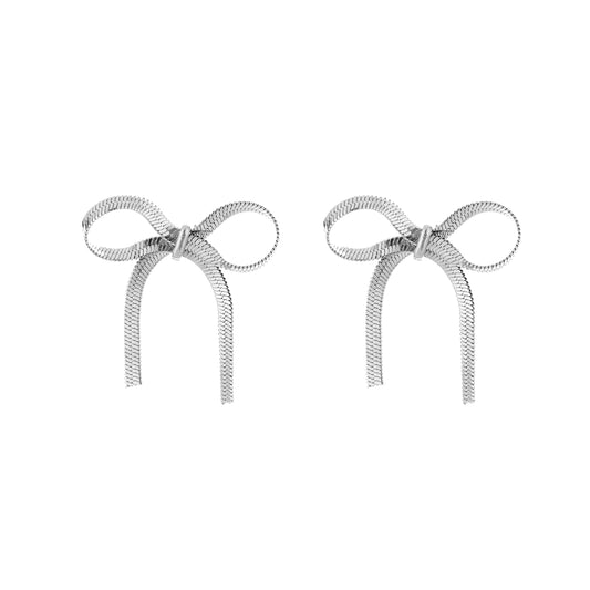 Trendy bow oorbellen - zilver