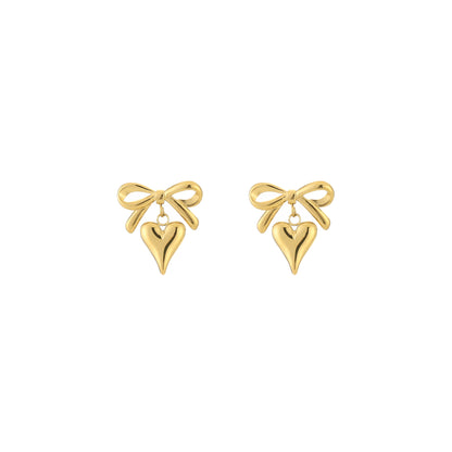 Bow love oorbellen - goud