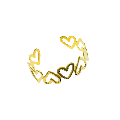 Hearts bangle armband - goud