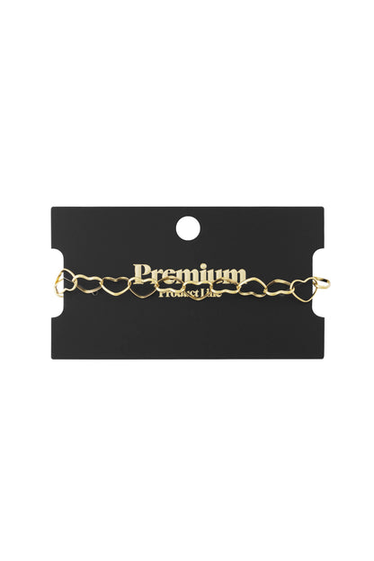 Heart chain armband - goud